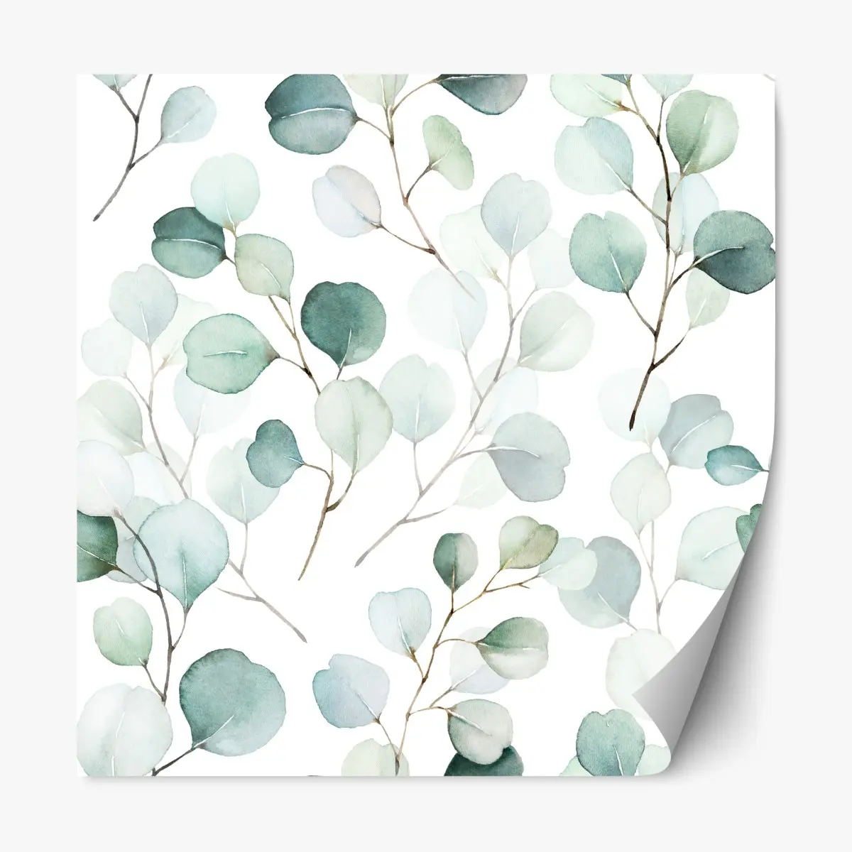 Repositionierbarer Aufkleber zarter eukalyptus-aquarell blättermuster – Pixers®