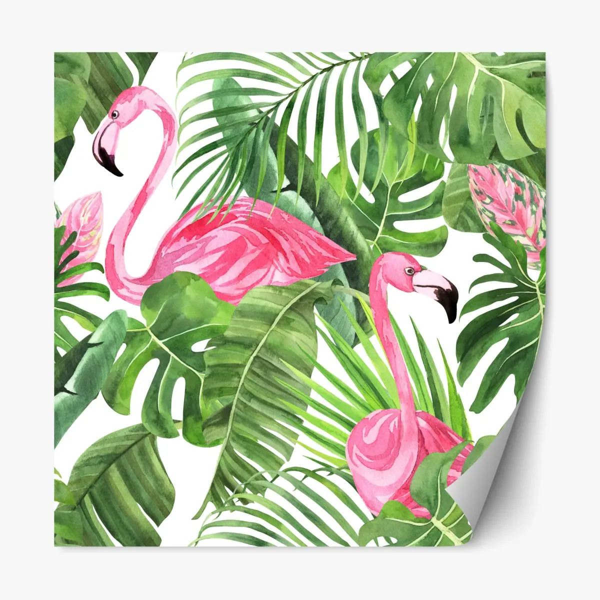 Repositionierbarer Aufkleber rosa flamingos tropisches aquarellmuster – Pixers®