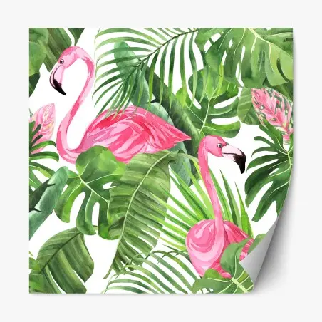 Repositionierbarer Aufkleber rosa flamingos tropisches aquarellmuster – Pixers®