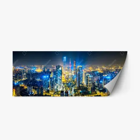 Repositionierbarer Aufkleber nachtpanorama skyline Guangzhou – Pixers®