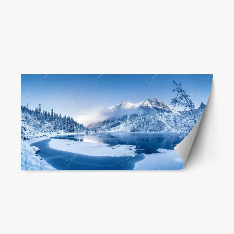 Repositionierbarer Aufkleber ruhiges winterpanorama der Alpen