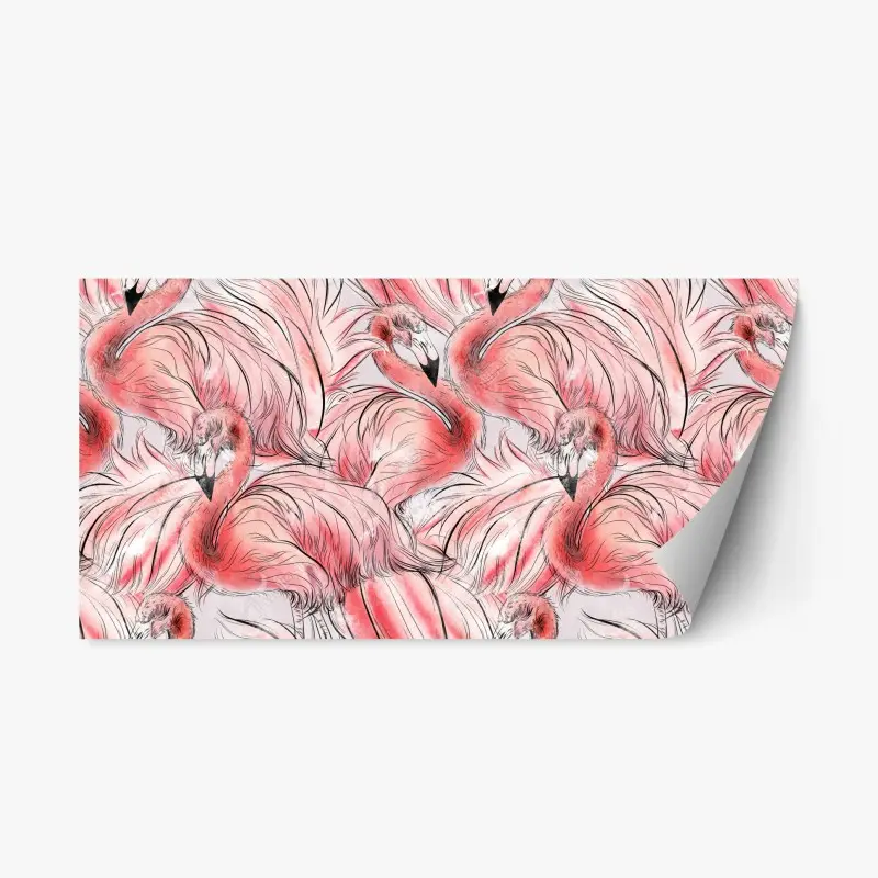 Repositionierbarer Aufkleber aquarell flamingo nahtloses muster