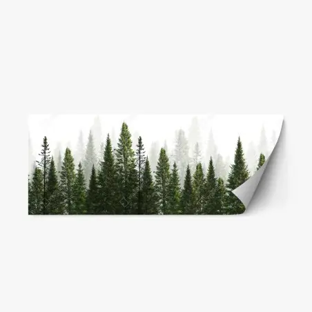 Repositionierbarer Aufkleber nebliger tannenwald – Pixers®