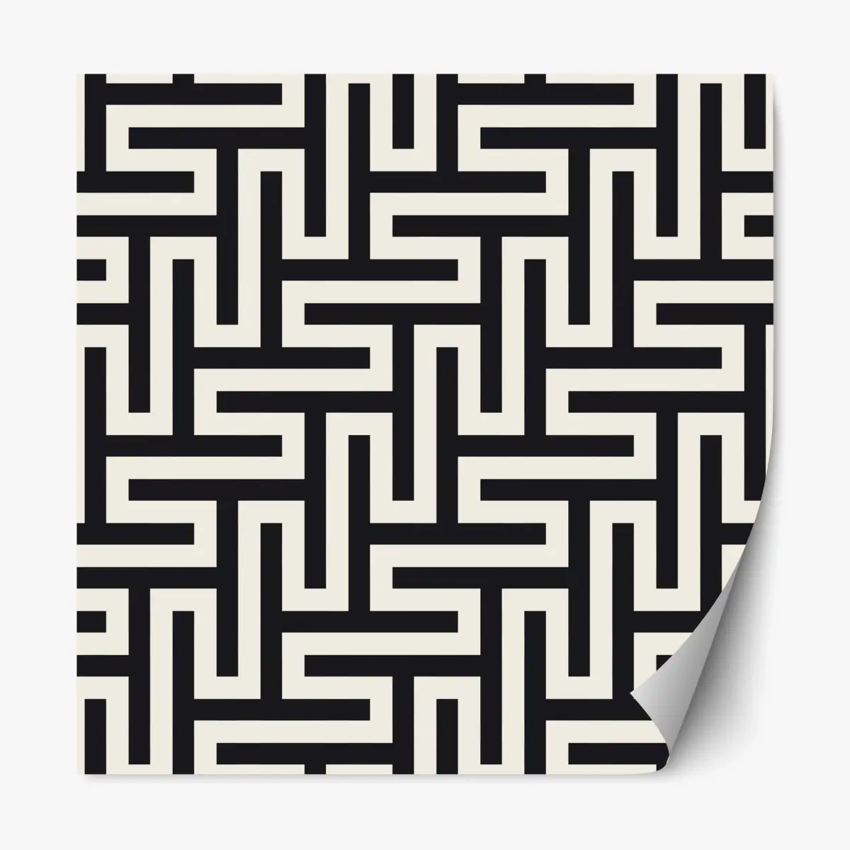 Repositionierbarer Aufkleber geometrisches labyrinthmuster in beige und schwarz – Pixers®