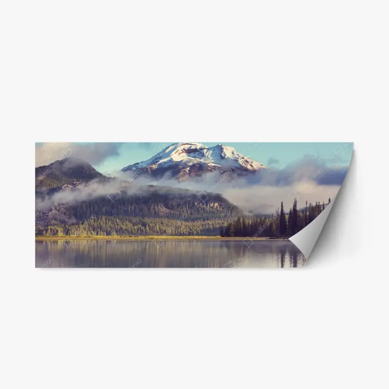 Repositionierbarer Aufkleber ruhiger bergsee in Oregon