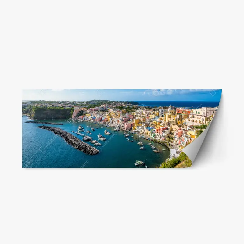Repositionierbarer Aufkleber bunte panoramaufnahme eines Mittelmeerhafens