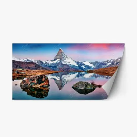 Repositionierbarer Aufkleber spiegelung am Matterhorn bei sonnenaufgang – Pixers®