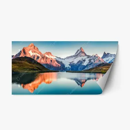 Repositionierbarer Aufkleber sonnenuntergangsreflexionen am Bachalpsee, Schweiz – Pixers®
