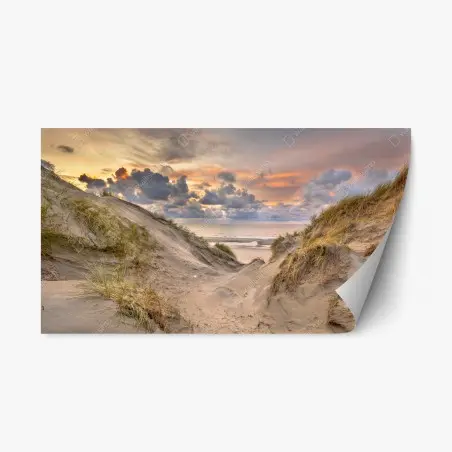 Repositionierbarer Aufkleber sonnenuntergang über den dünen – Pixers®