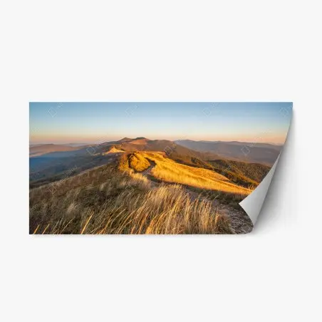 Repositionierbarer Aufkleber goldener bergkamm im sonnenuntergang – Pixers®
