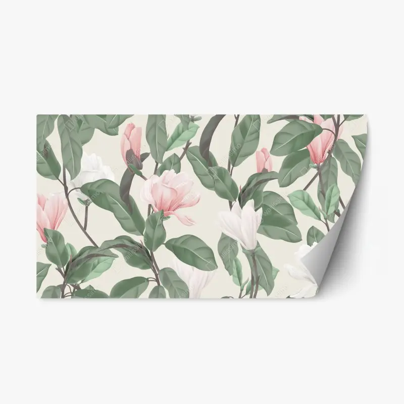 Repositionierbarer Aufkleber pastell magnolienmuster