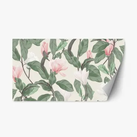 Repositionierbarer Aufkleber pastell magnolienmuster – Pixers®