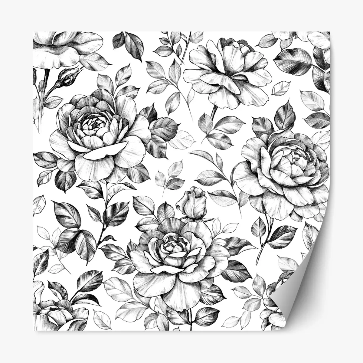 Repositionierbarer Aufkleber handgezeichnetes rosenmuster – Pixers®