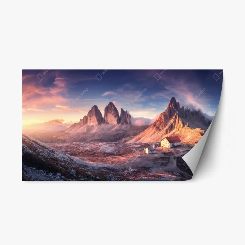 Repositionierbarer Aufkleber sonnenaufgang über den gipfeln der Dolomiten