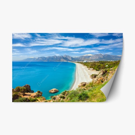 Repositionierbarer Aufkleber ruhiger strand von Konyaalti, Antalya – Pixers®