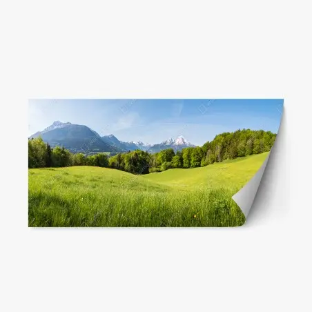 Repositionierbarer Aufkleber ruhiges alpines wiesenpanorama – Pixers®