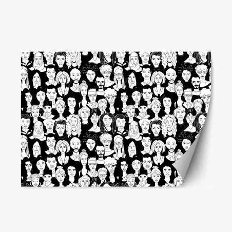 Repositionierbarer Aufkleber muster mit vielfältigen gesichtern – Pixers®