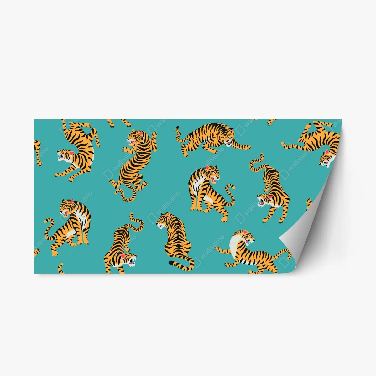 Repositionierbarer Aufkleber stilisiertes tigermuster auf türkisfarbenem hintergrund – Pixers®