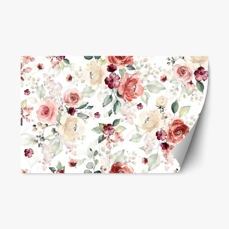 Repositionierbarer Aufkleber zartes aquarell rosenmuster