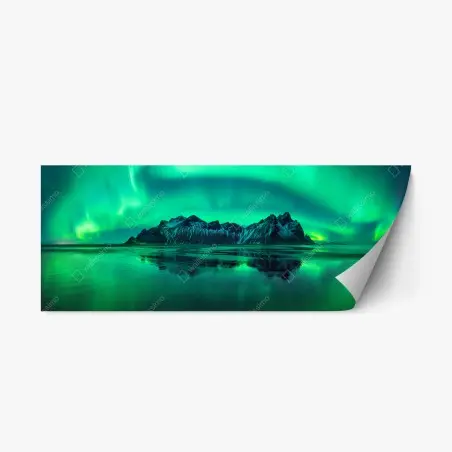 Repositionierbarer Aufkleber nordlicht über Vestrahorn, Stokksnes – Pixers®