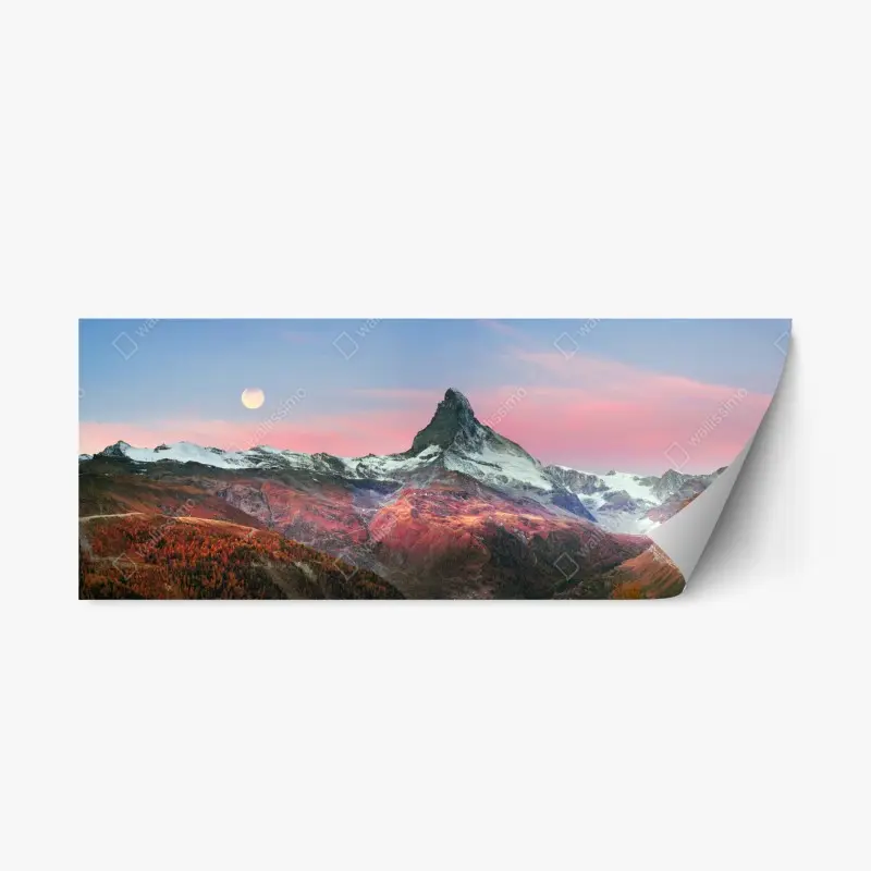 Repositionierbarer Aufkleber herbstliche panoramaaufnahme des Matterhorns bei sonnenuntergang