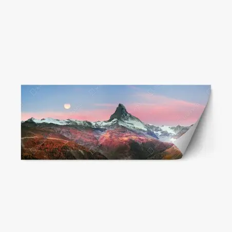 Repositionierbarer Aufkleber herbstliche panoramaaufnahme des Matterhorns bei sonnenuntergang – Pixers®