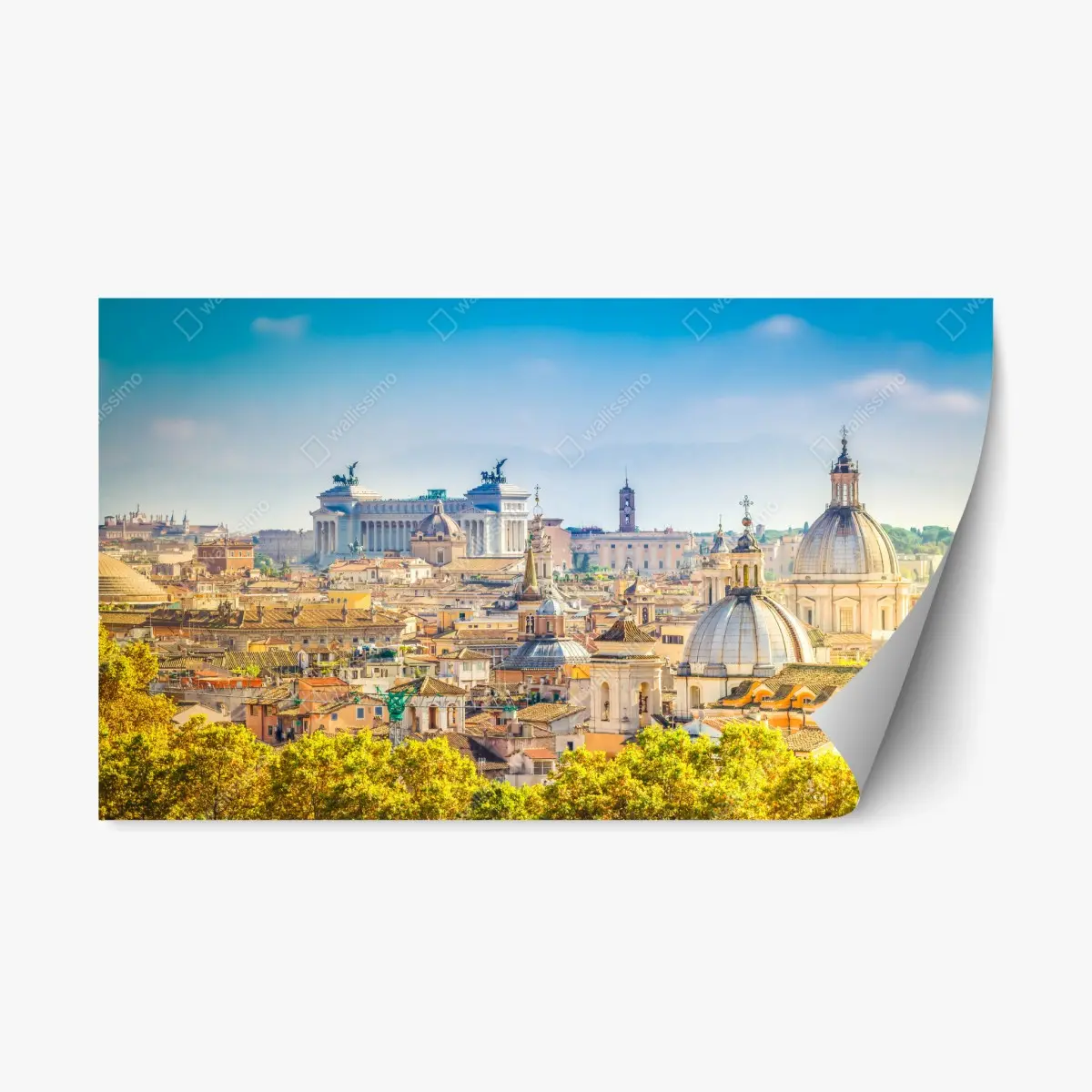 Repositionierbarer Aufkleber sonnige skyline von Rom mit kuppeln – Pixers®