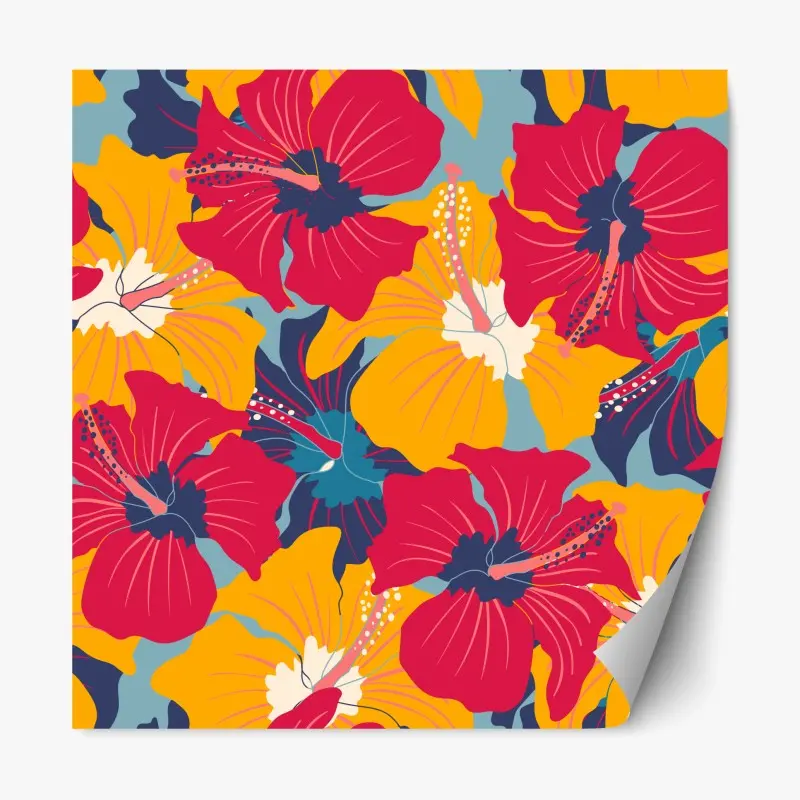 Repositionierbarer Aufkleber lebhaftes hibiskusmuster