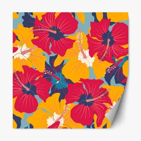 Repositionierbarer Aufkleber lebhaftes hibiskusmuster – Pixers®