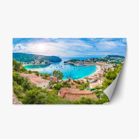 Repositionierbarer Aufkleber sonnige panoramaaufnahme von Port de Soller – Pixers®