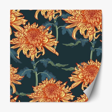 Repositionierbarer Aufkleber goldene chrysantheme botanisches muster – Pixers®