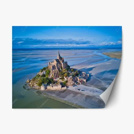 Repositionierbarer Aufkleber Mont Saint-Michel luftaufnahme panorama – Pixers®