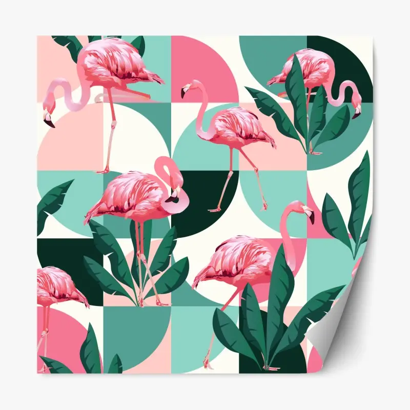 Repositionierbarer Aufkleber verspieltes rosa flamingo-muster