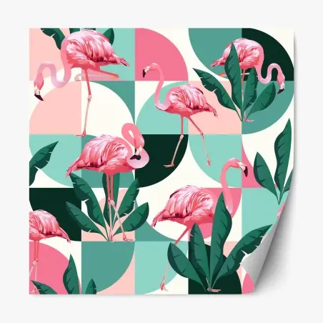 Repositionierbarer Aufkleber verspieltes rosa flamingo-muster – Pixers®