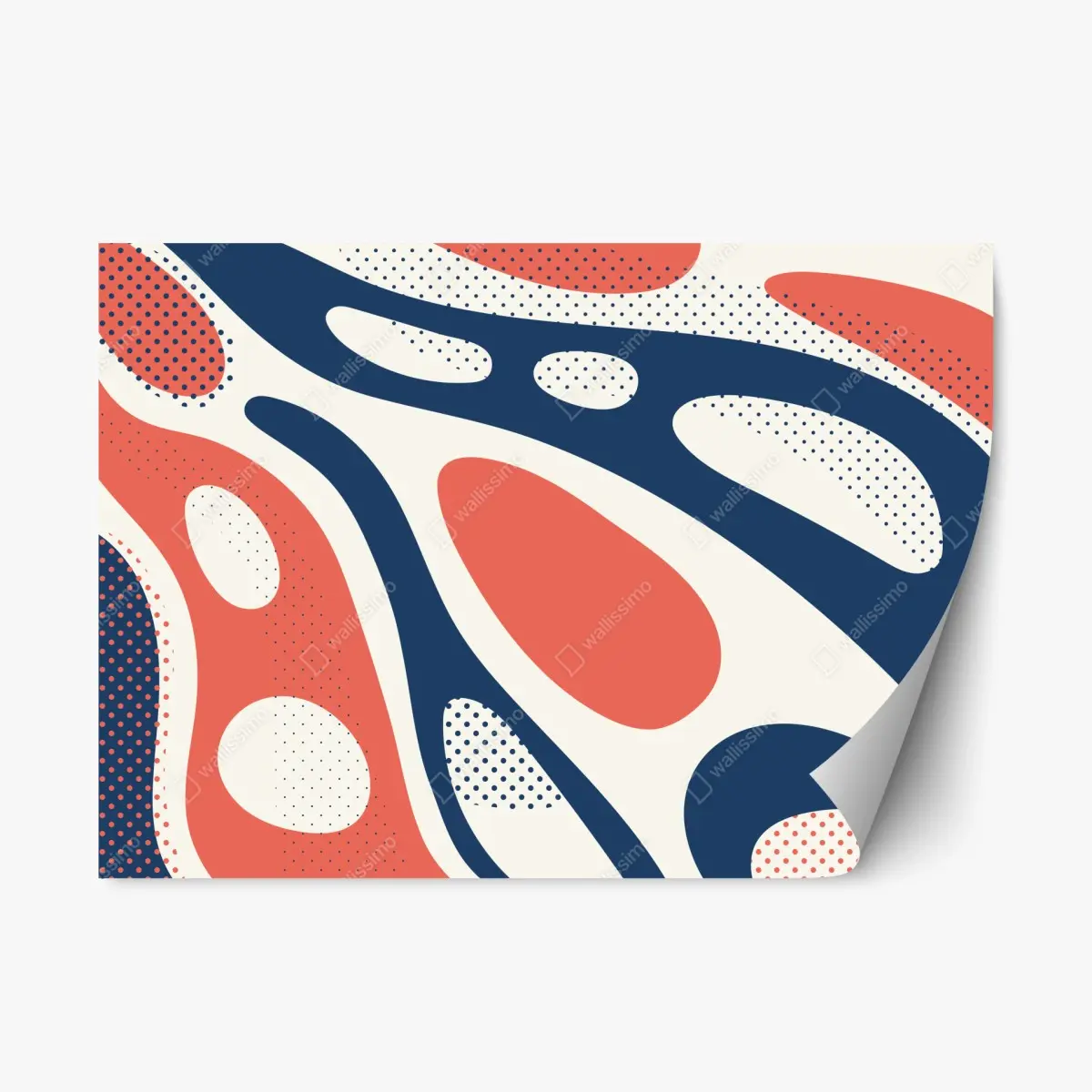 Repositionierbarer Aufkleber retro korallenrot und marineblau abstraktes muster – Pixers®