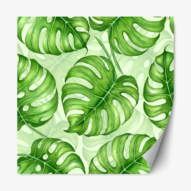 Repositionierbarer Aufkleber aquarell monstera blättermuster