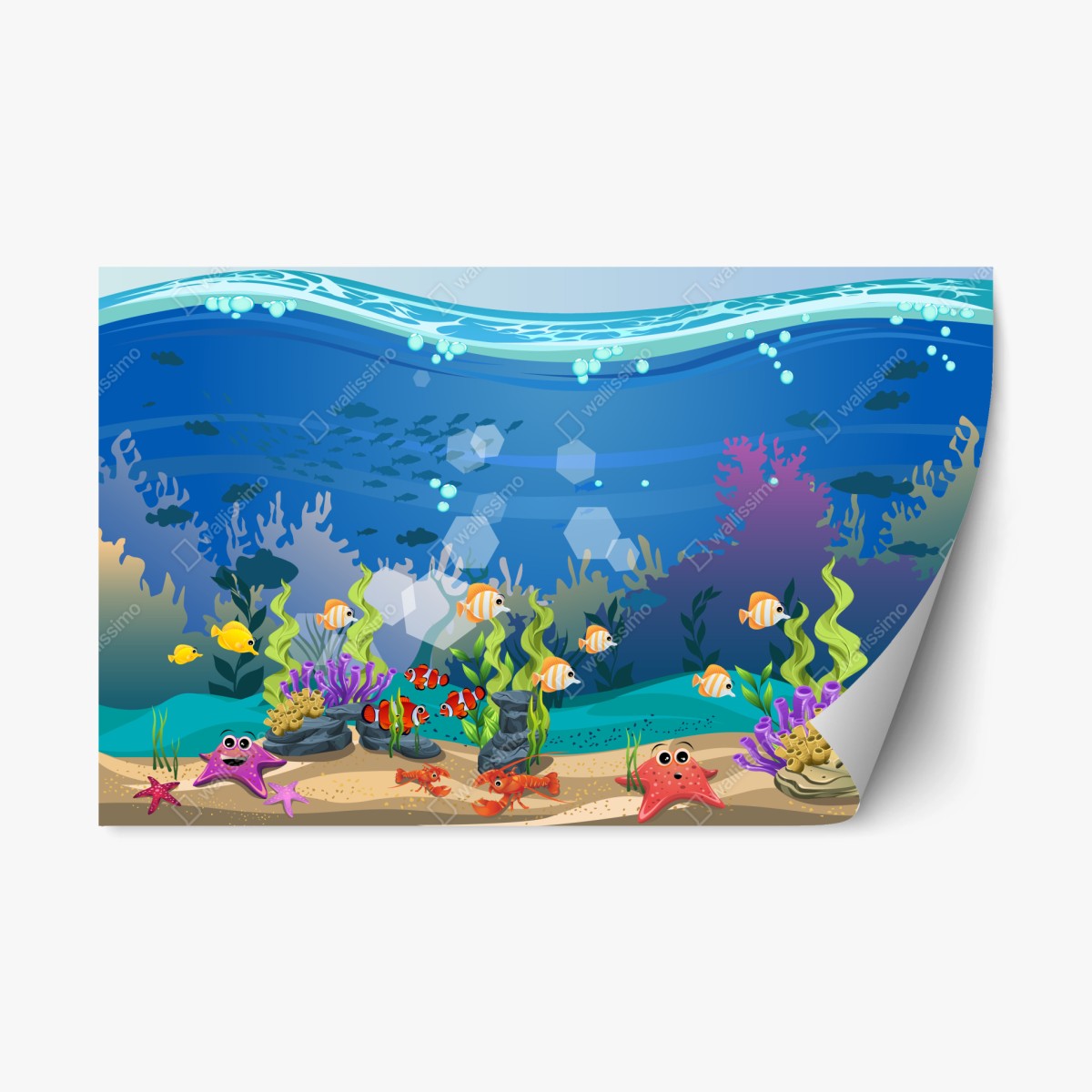 Repositionierbarer Aufkleber verspielte unterwasserwelt mit korallenriff – Pixers®