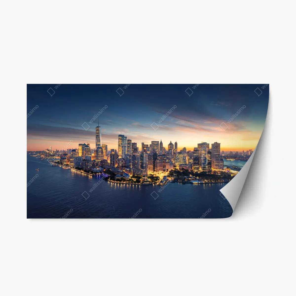 Repositionierbarer Aufkleber Manhattan panorama bei sonnenaufgang – Pixers®