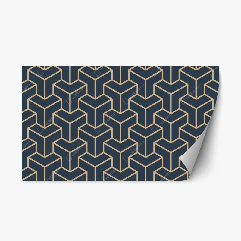 Repositionierbarer Aufkleber marineblaues geometrisches würfelmuster