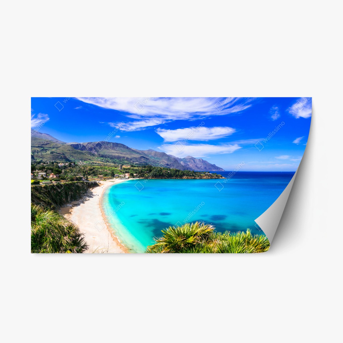 Repositionierbarer Aufkleber türkisstrand küstenlandschaft – Pixers®
