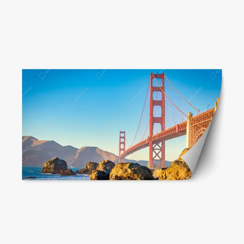 Repositionierbarer Aufkleber Golden Gate Bridge über der bucht von San Francisco
