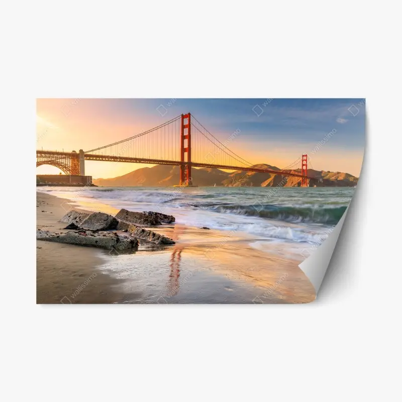 Repositionierbarer Aufkleber sonnenuntergang an der Golden Gate Bridge