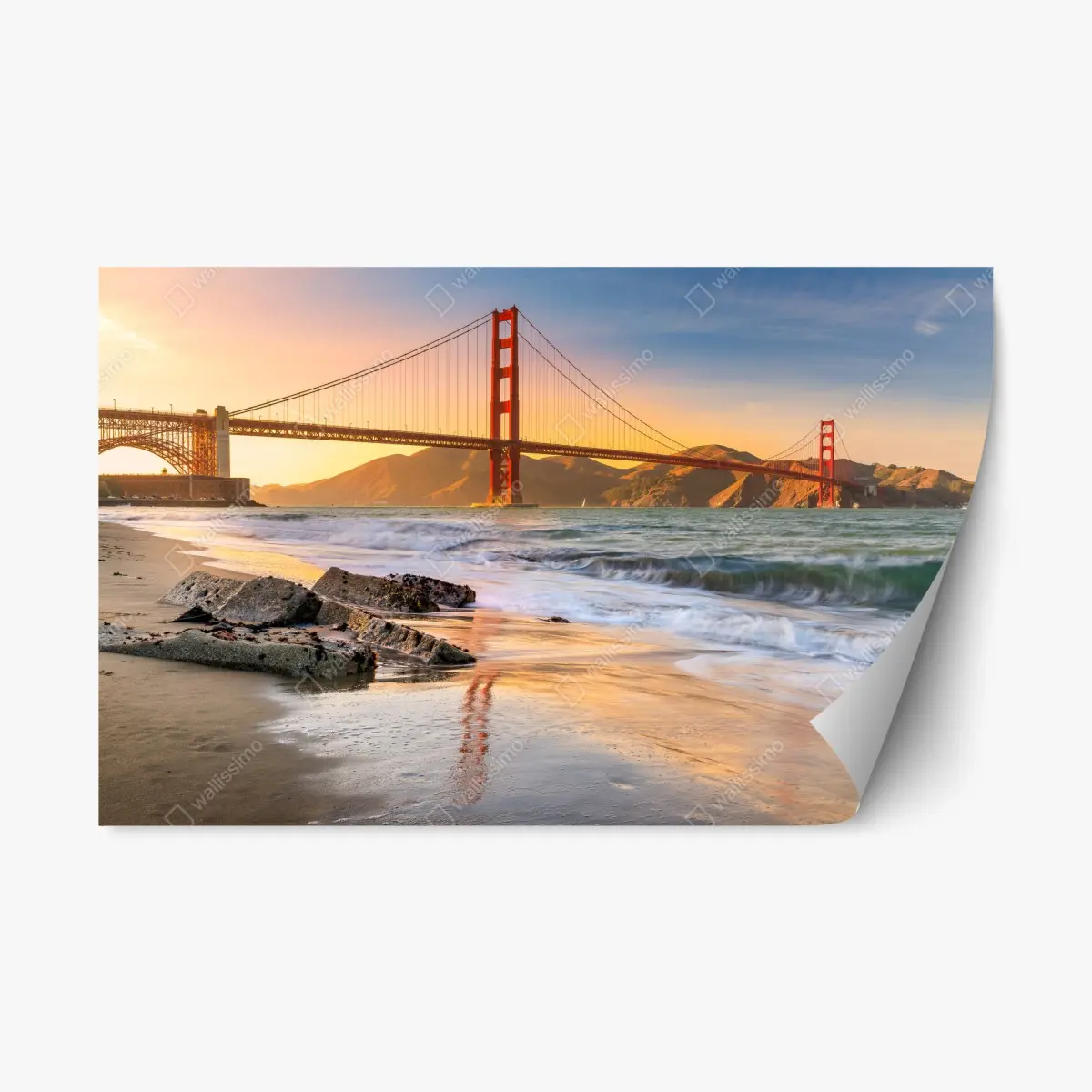 Repositionierbarer Aufkleber sonnenuntergang an der Golden Gate Bridge – Pixers®