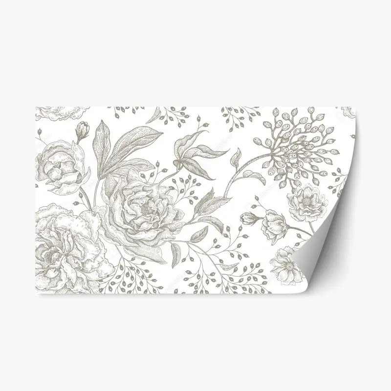 Repositionierbarer Aufkleber zartes botanisches blumenmuster im vintage-stil