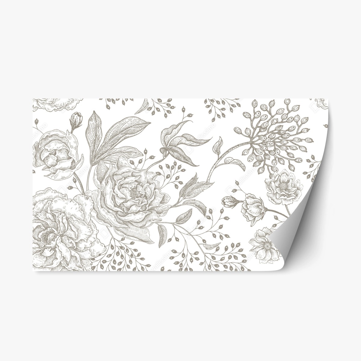 Repositionierbarer Aufkleber zartes botanisches blumenmuster im vintage-stil – Pixers®