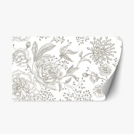 Repositionierbarer Aufkleber zartes botanisches blumenmuster im vintage-stil – Pixers®