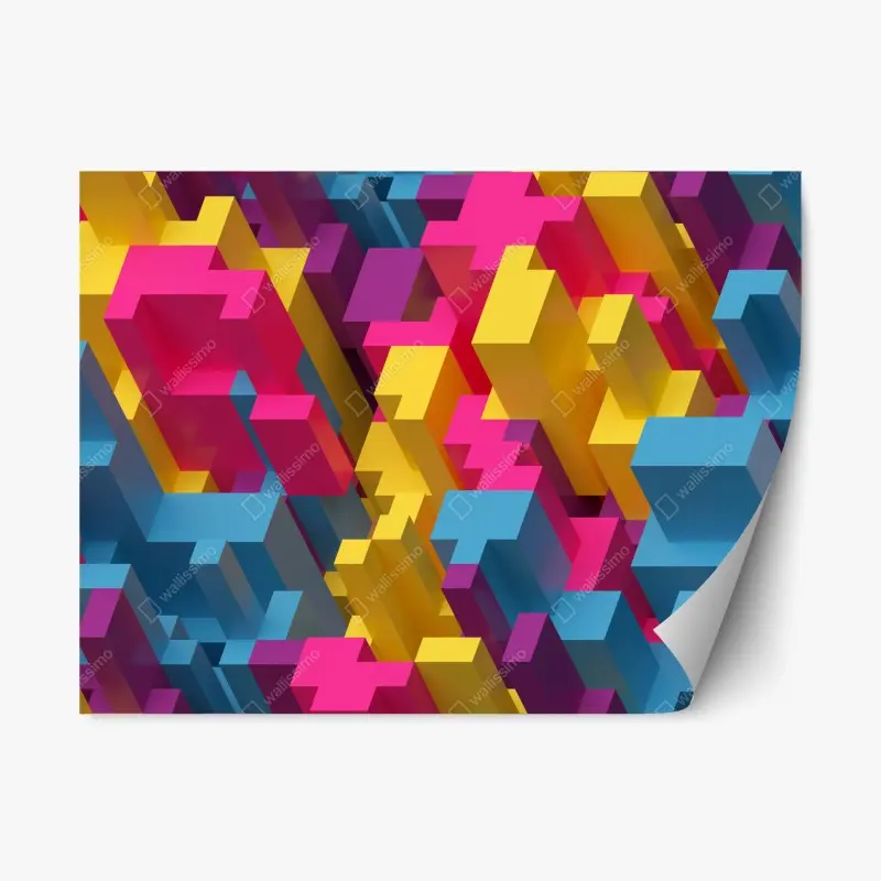 Repositionierbarer Aufkleber buntes 3d-voxel-muster