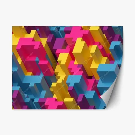 Repositionierbarer Aufkleber buntes 3d-voxel-muster – Pixers®
