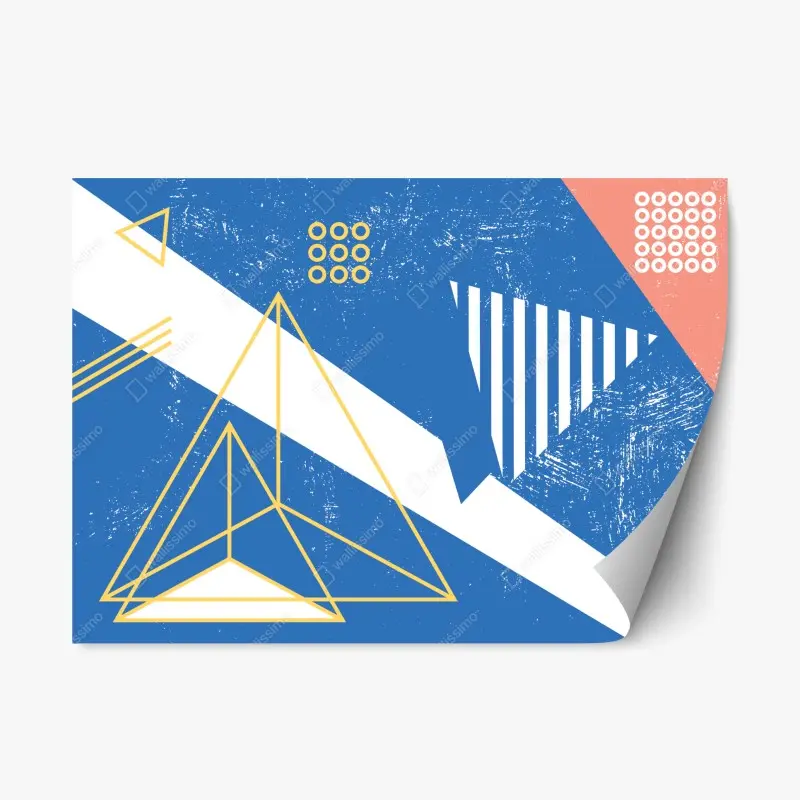 Repositionierbarer Aufkleber geometrische abstraktion in blau