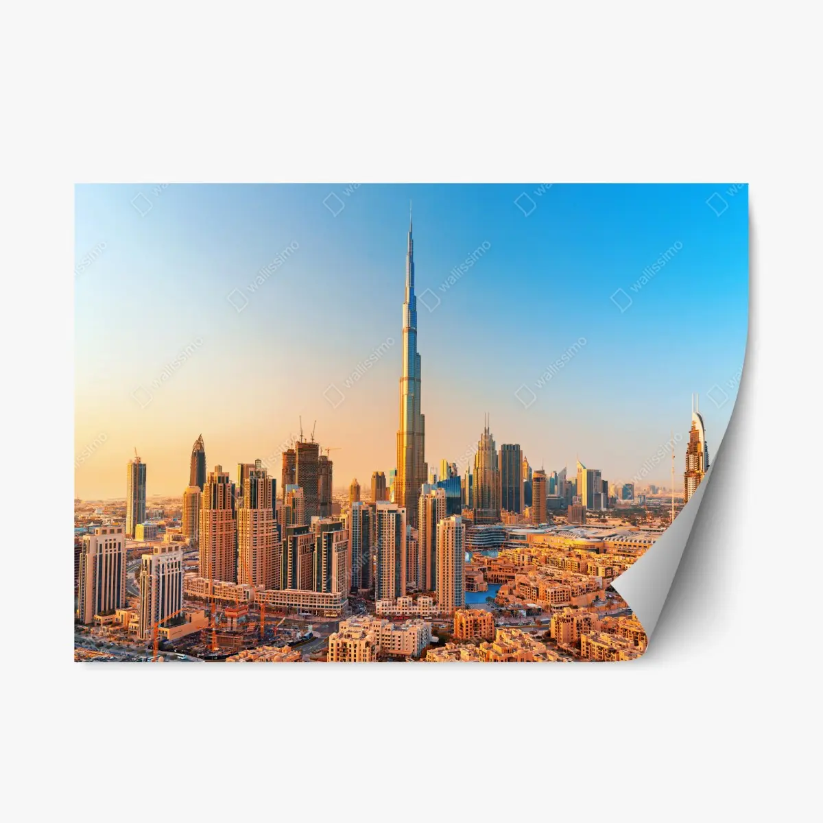 Repositionierbarer Aufkleber Dubai skyline in der goldenen stunde – Pixers®